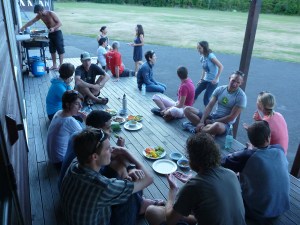 Chilling on the deck with pre-dinner snacks